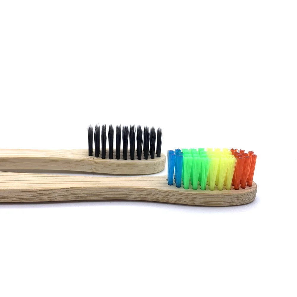 12PCS mixed color bamboo toothbrush Eco Friendly wooden Tooth Brush Soft bristle Tip Charcoal adults oral care toothbrush