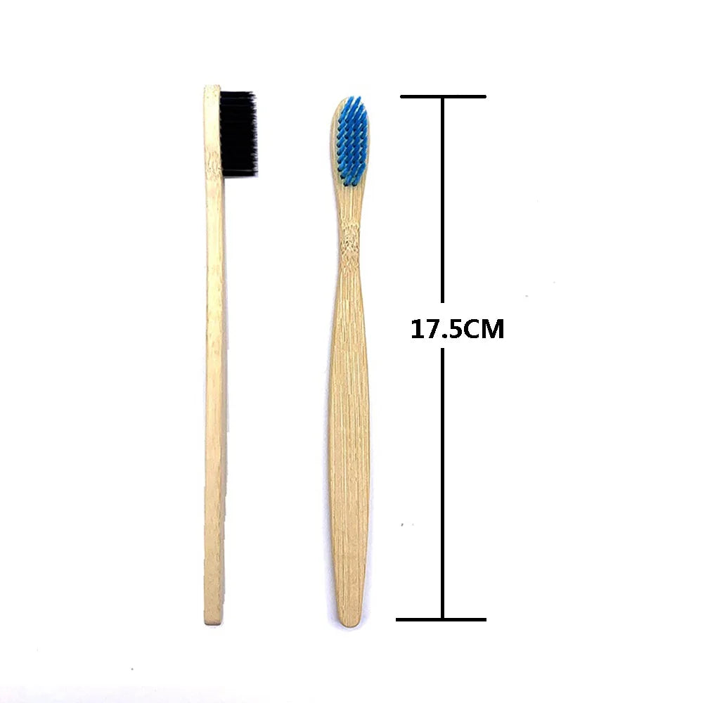 12PCS mixed color bamboo toothbrush Eco Friendly wooden Tooth Brush Soft bristle Tip Charcoal adults oral care toothbrush