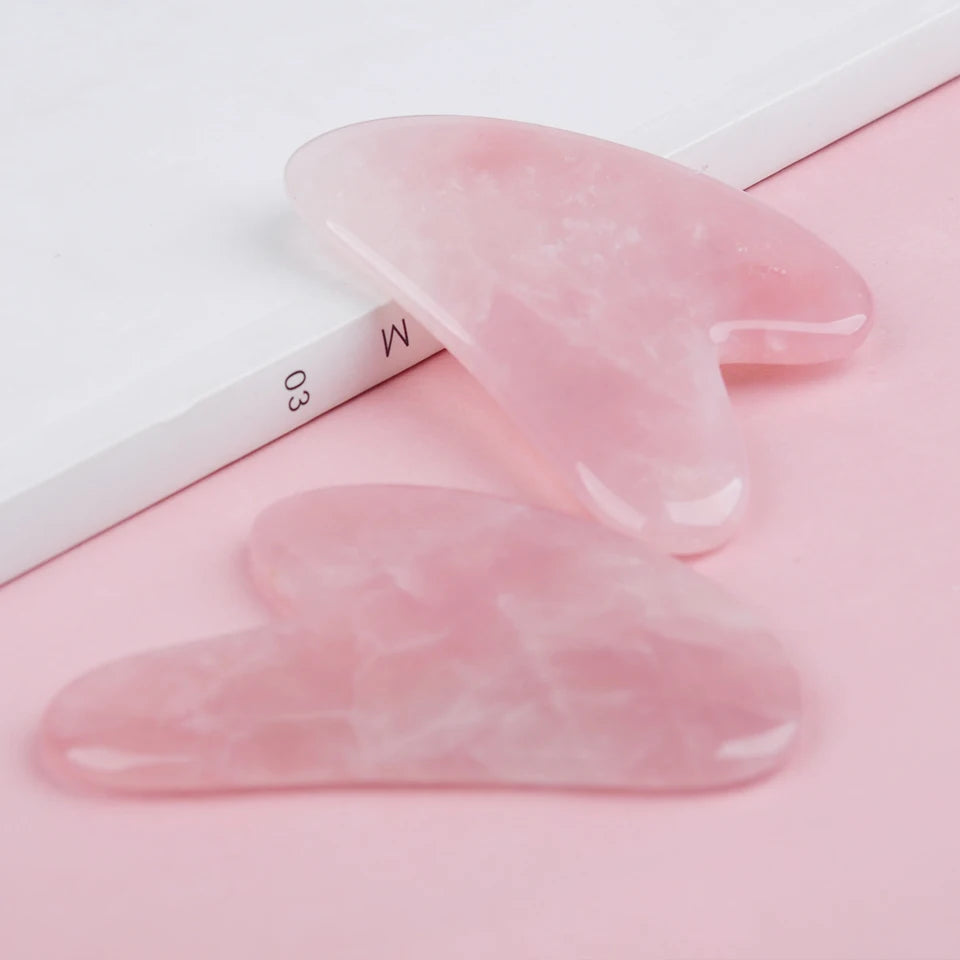 Gua Sha Massage Board for Face Rose Pink Guasha Plate Jade Face Massager Scrapers Tools for Face Neck Back Body