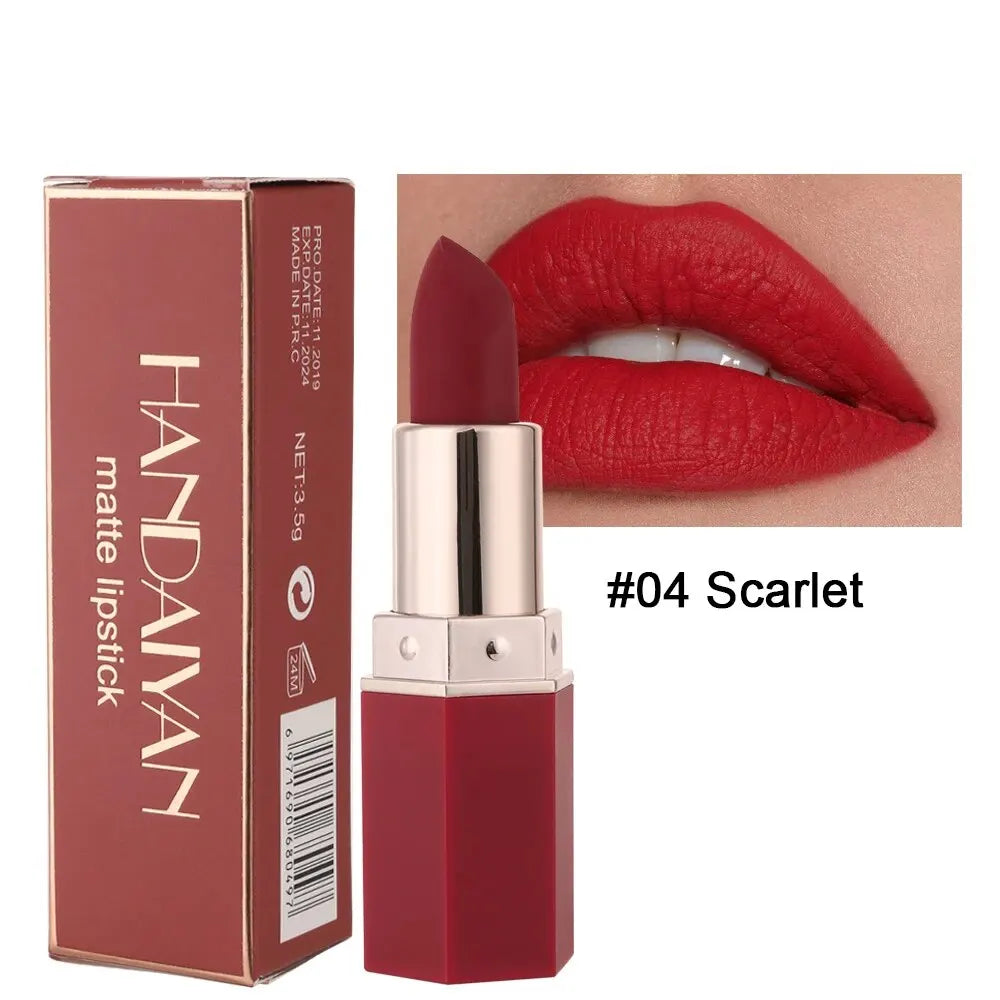 HANDAIYAN High-pigmented Matte Lipstick Velvet Waterproof Long-lasting Makeup Lips Cosmetics