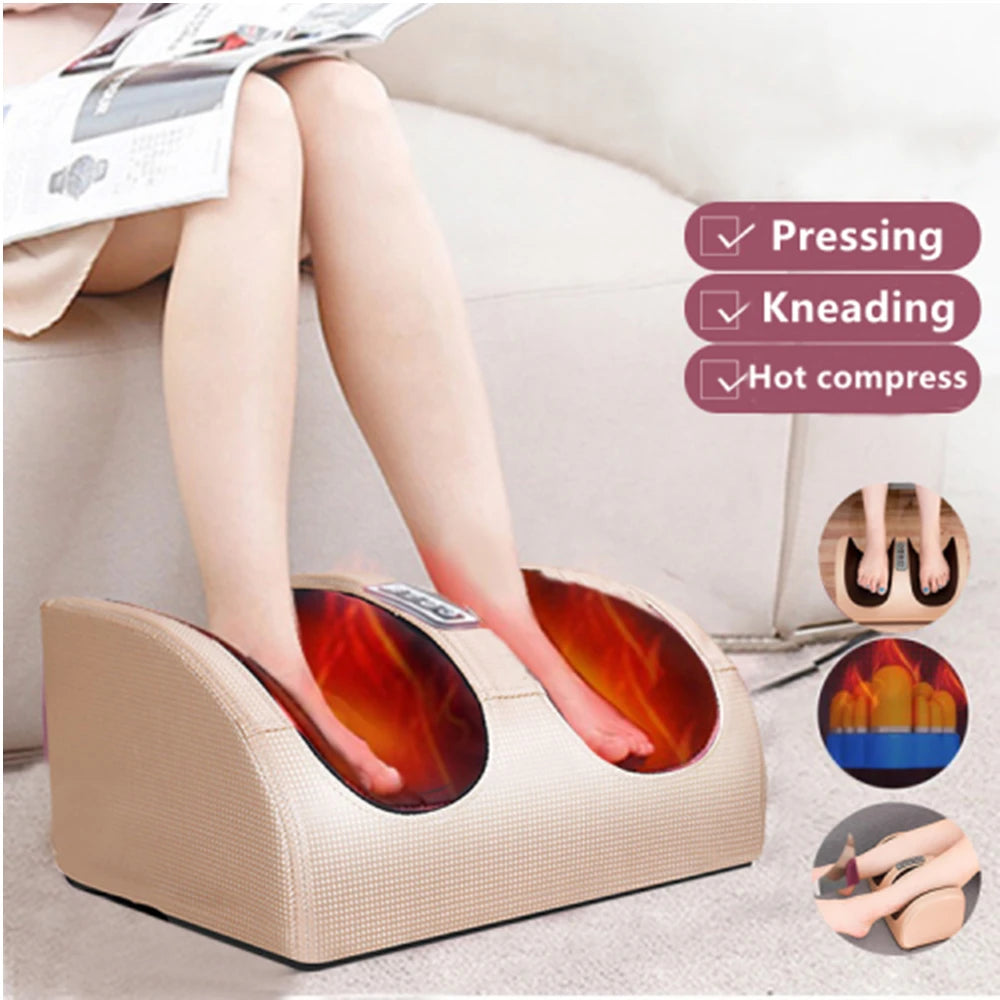 Electric Foot Massage Machine Hot Compress Shiatsu Foot Vibrators Kneading Roller For Foot Pain Relief Muscle Stimulation Gift