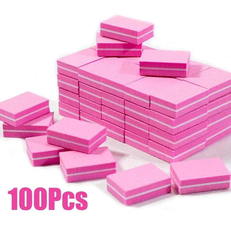 10-100pcs Mini Buffing Sanding Files - Nail Art Buffer & Polish Tools for Manicure & Pedicure Care