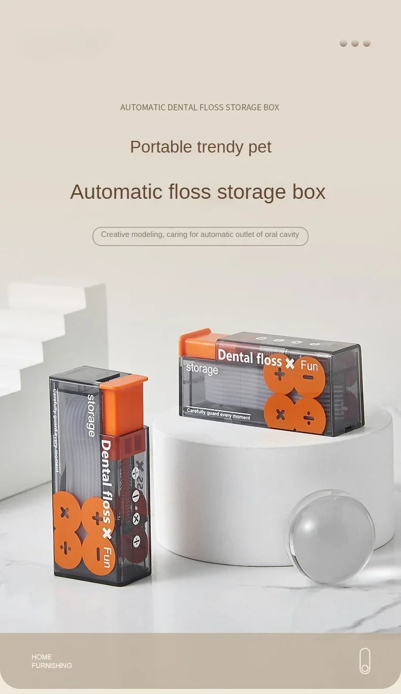 Portable Floss Dispenser with 10 Disposable Floss Sticks – Automatic Ejectable Oral Care Organizer for Convenient Flossing