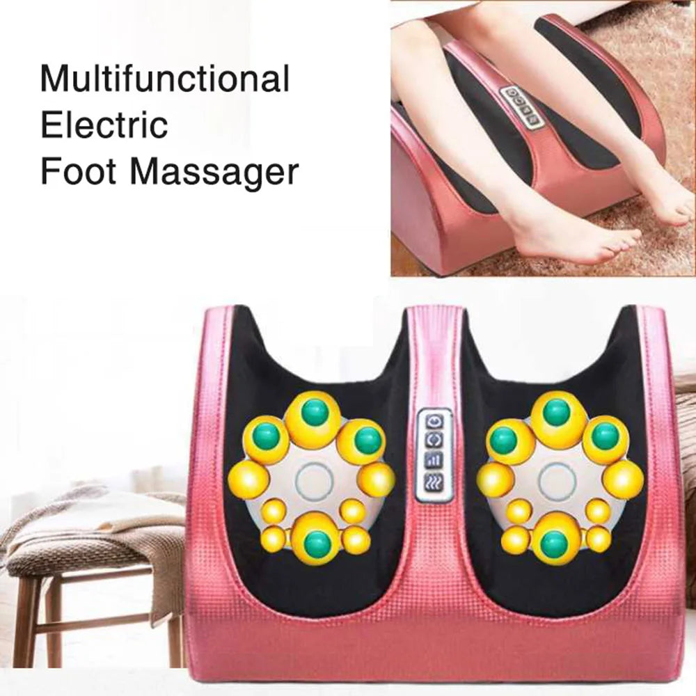 Electric Foot Massage Machine Hot Compress Shiatsu Foot Vibrators Kneading Roller For Foot Pain Relief Muscle Stimulation Gift