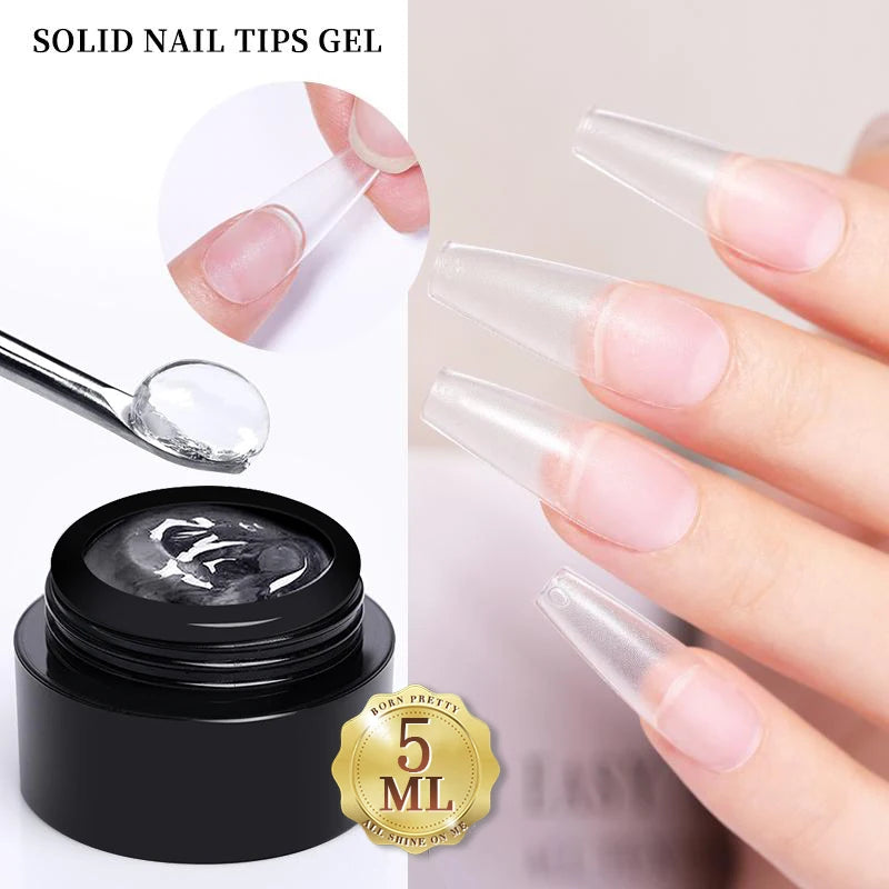 BORN PRETTY 15ml Clear Non-Stick Extension Gel Nail Polish for 3D Nail Art Shaping – Solid Milky Jelly Hard Gel for Artificial Nails