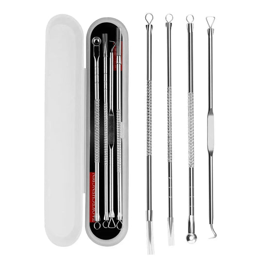 4Pcs Blackhead Acne Remover Set Beauty Skin Care Pore Cleaner Acne Needle Pimple Stainless Steel Pimple Needles Removal Tools