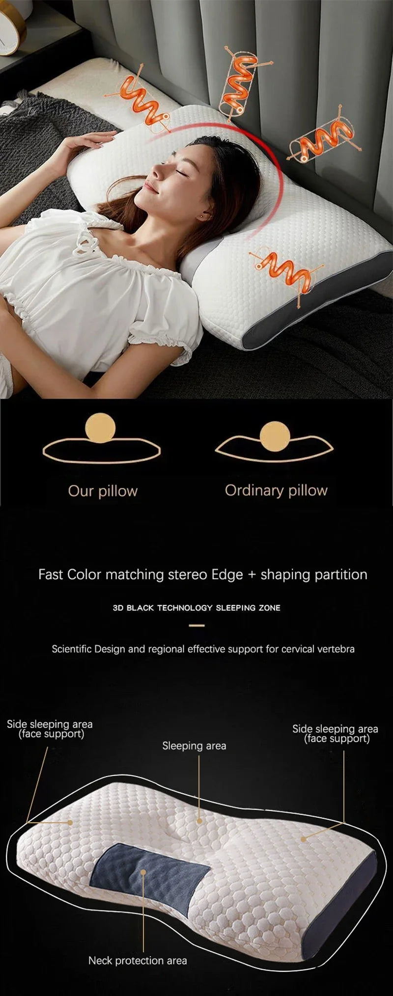 1PC Neck Pillow Help Sleep Protect The Neck Cervical Orthopedic Soybean Fiber Massage Household SPA Pillow For Sleeping Almohada