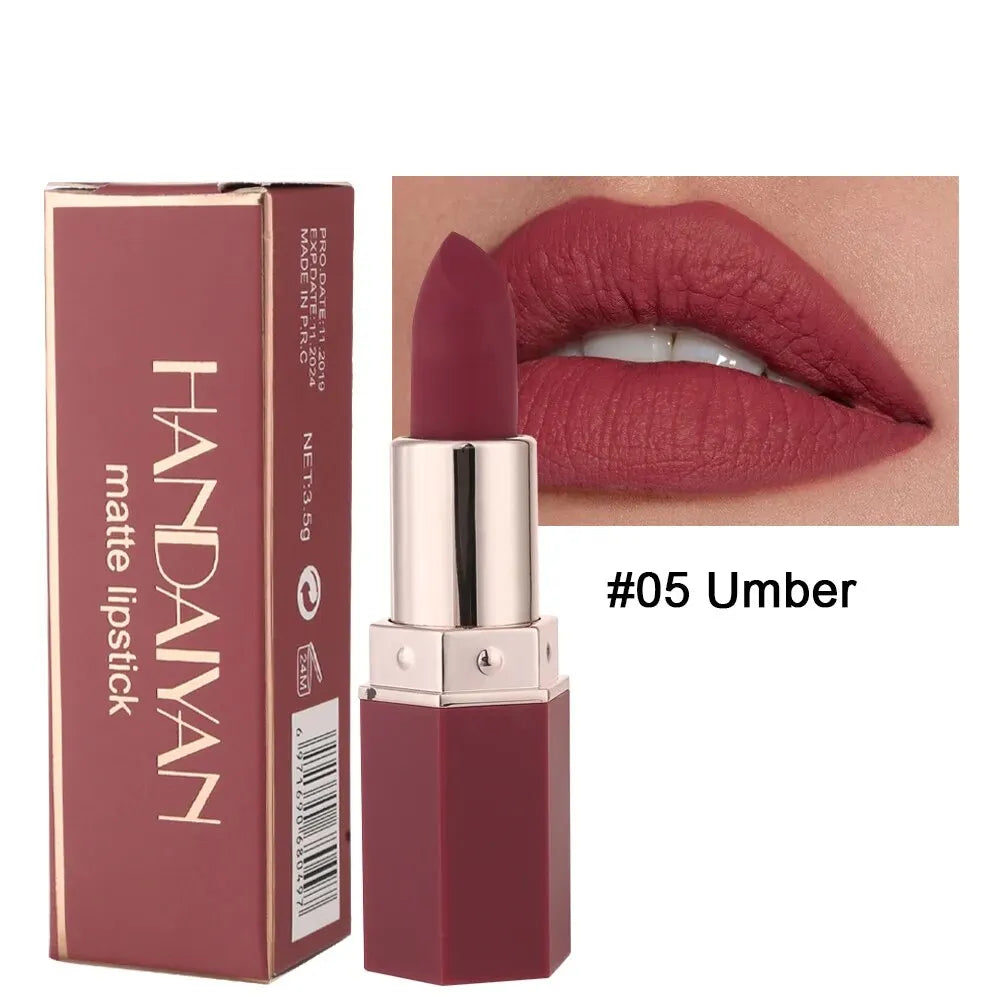 HANDAIYAN High-pigmented Matte Lipstick Velvet Waterproof Long-lasting Makeup Lips Cosmetics