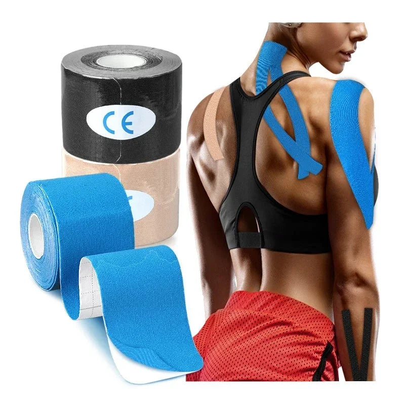 5-10 cm Sports Kinesio Tape Muscle Kinesiology Elastic Knee Pain Relief Strain Patch Athletic Recovery Stickers Fitness Bandages