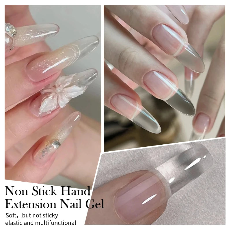 BORN PRETTY 15ml Clear Non-Stick Extension Gel Nail Polish for 3D Nail Art Shaping – Solid Milky Jelly Hard Gel for Artificial Nails