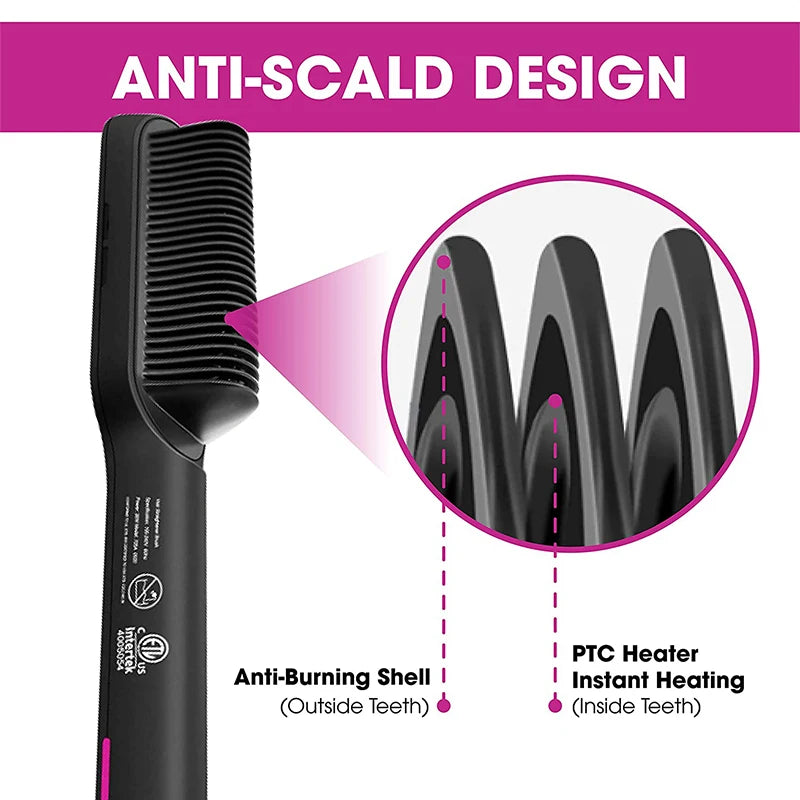 Multifunctional Electric Hot Comb Hair Straightener with Negative Ion Technology – Anti-Scalding Styling Brush