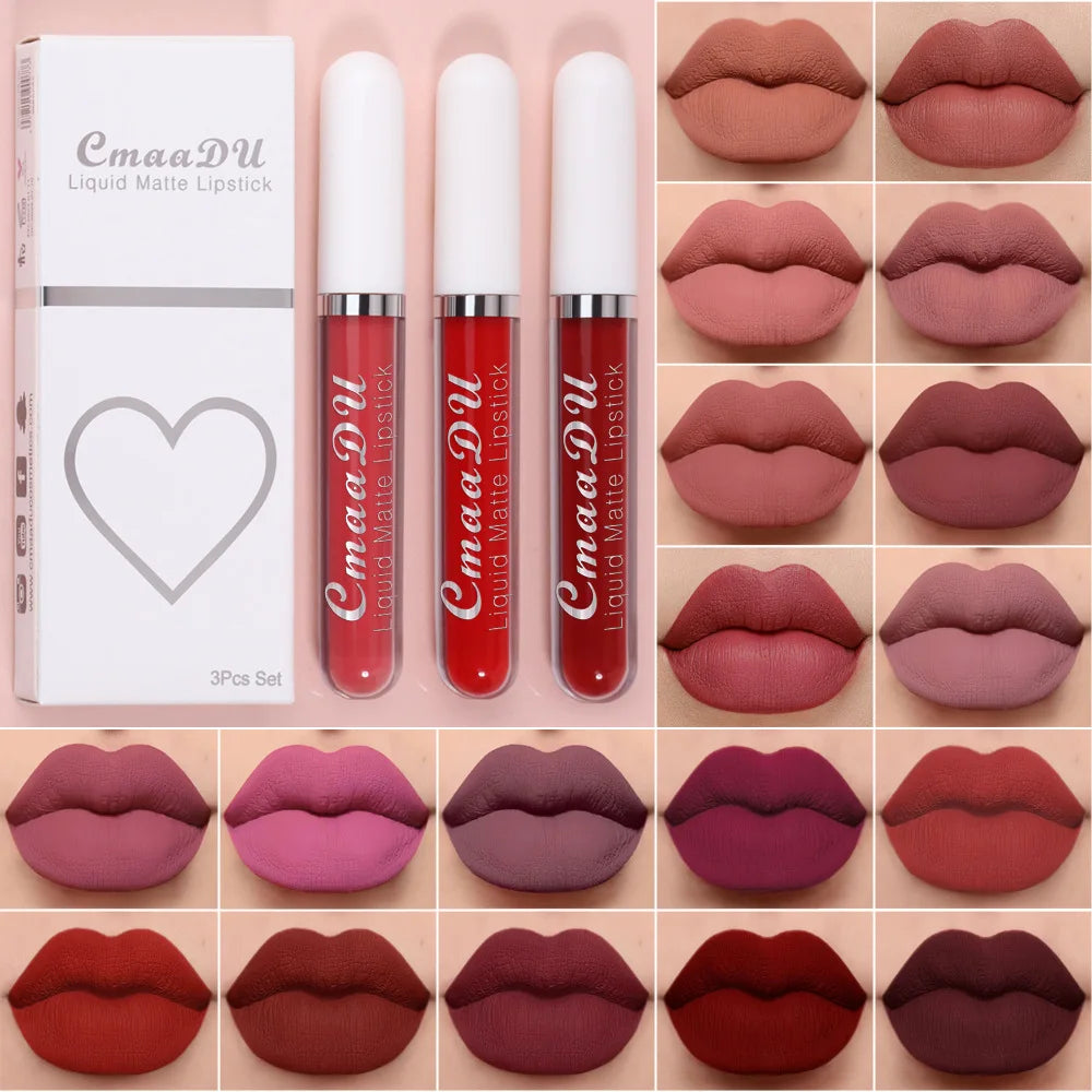 Sexy Long Lasting Velvet Matte Lip Gloss Liquid Lipstick Lip Makeup Women Beauty Red Nonstick Cup Waterproof Lip Gloss