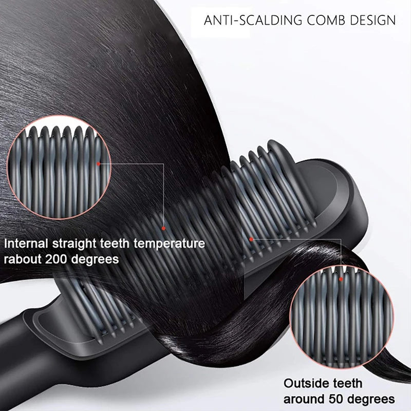 Multifunctional Electric Hot Comb Hair Straightener with Negative Ion Technology – Anti-Scalding Styling Brush