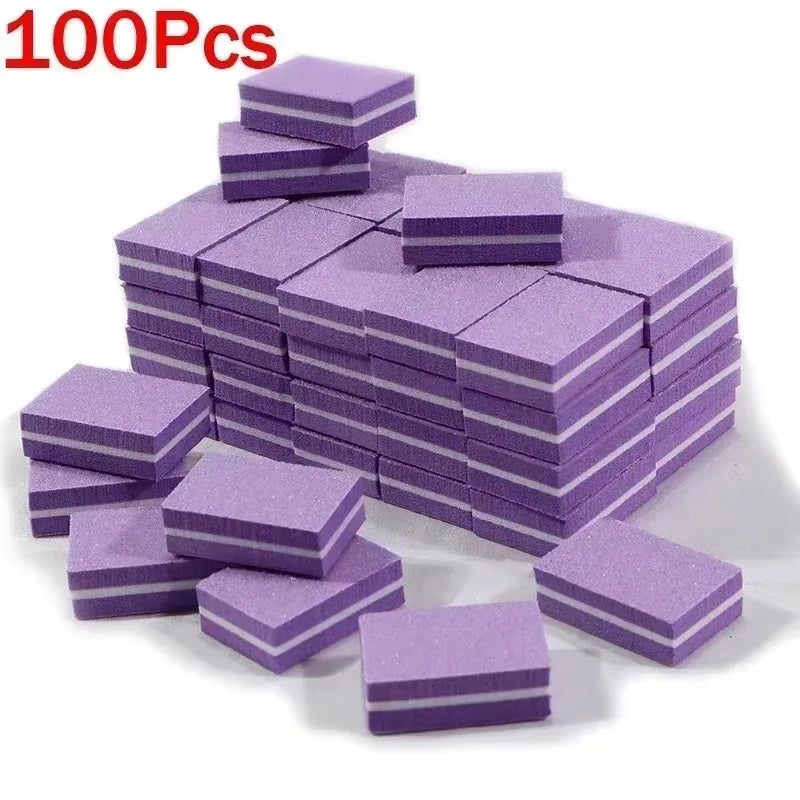 10-100pcs Mini Buffing Sanding Files - Nail Art Buffer & Polish Tools for Manicure & Pedicure Care