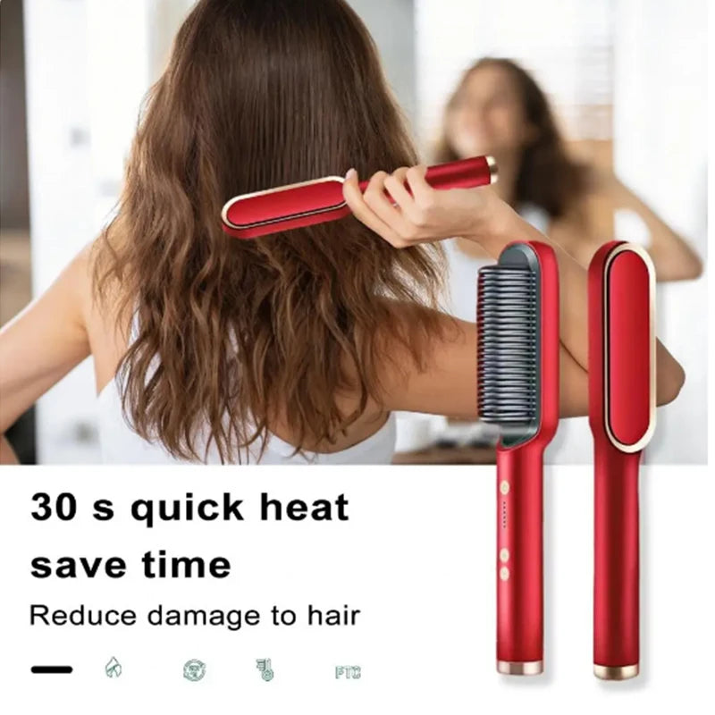 Multifunctional Electric Hot Comb Hair Straightener with Negative Ion Technology – Anti-Scalding Styling Brush