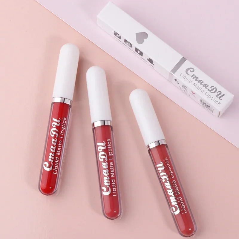 Sexy Long Lasting Velvet Matte Lip Gloss Liquid Lipstick Lip Makeup Women Beauty Red Nonstick Cup Waterproof Lip Gloss