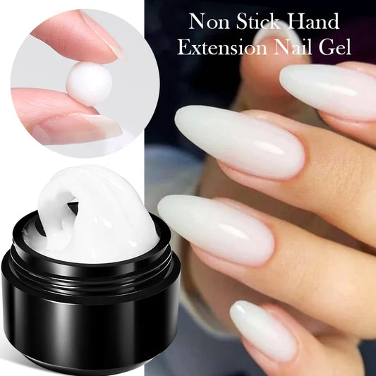 BORN PRETTY 15ml Clear Non-Stick Extension Gel Nail Polish for 3D Nail Art Shaping – Solid Milky Jelly Hard Gel for Artificial Nails