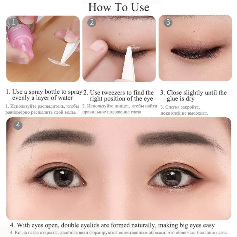 240Pcs Double Fold Eyelid Tape Sticker Lace Nature Clear Beige Stripe Self-adhesive Natural Eye Makeup Make Up With Tool New