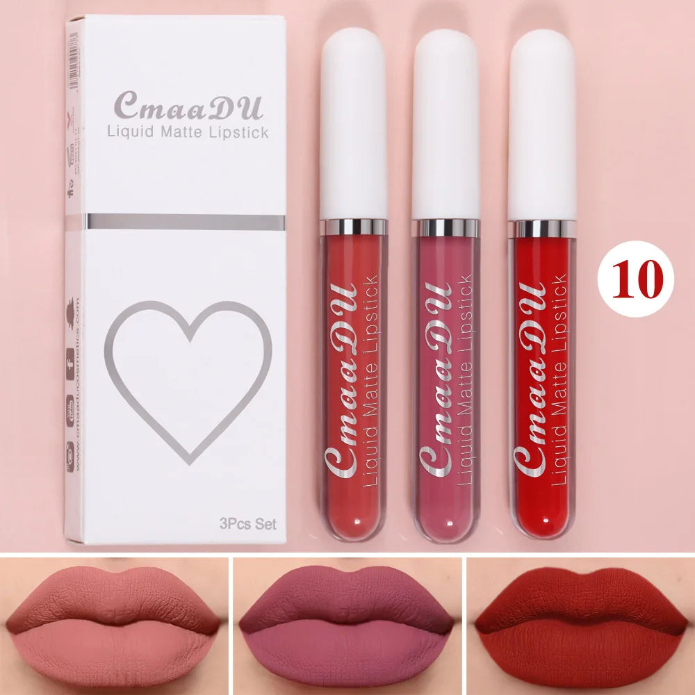 Sexy Long Lasting Velvet Matte Lip Gloss Liquid Lipstick Lip Makeup Women Beauty Red Nonstick Cup Waterproof Lip Gloss