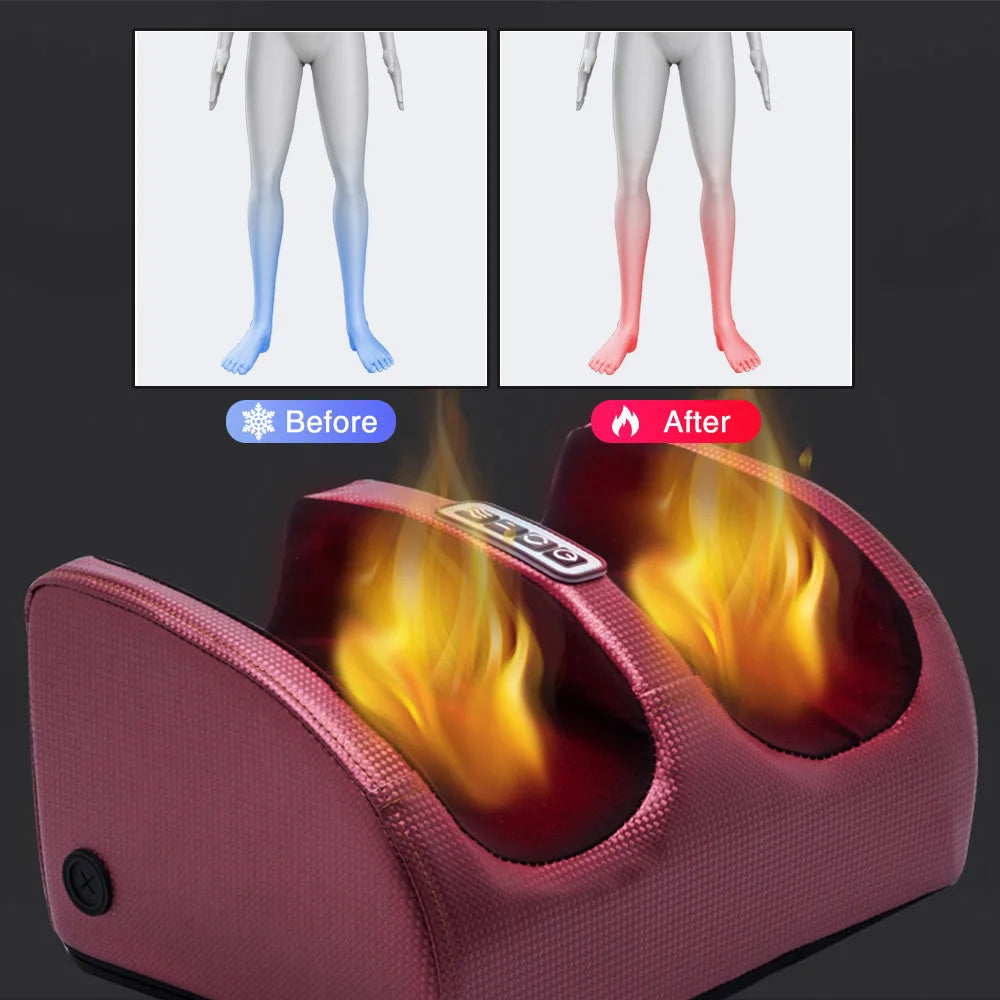 Electric Foot Massage Machine Hot Compress Shiatsu Foot Vibrators Kneading Roller For Foot Pain Relief Muscle Stimulation Gift