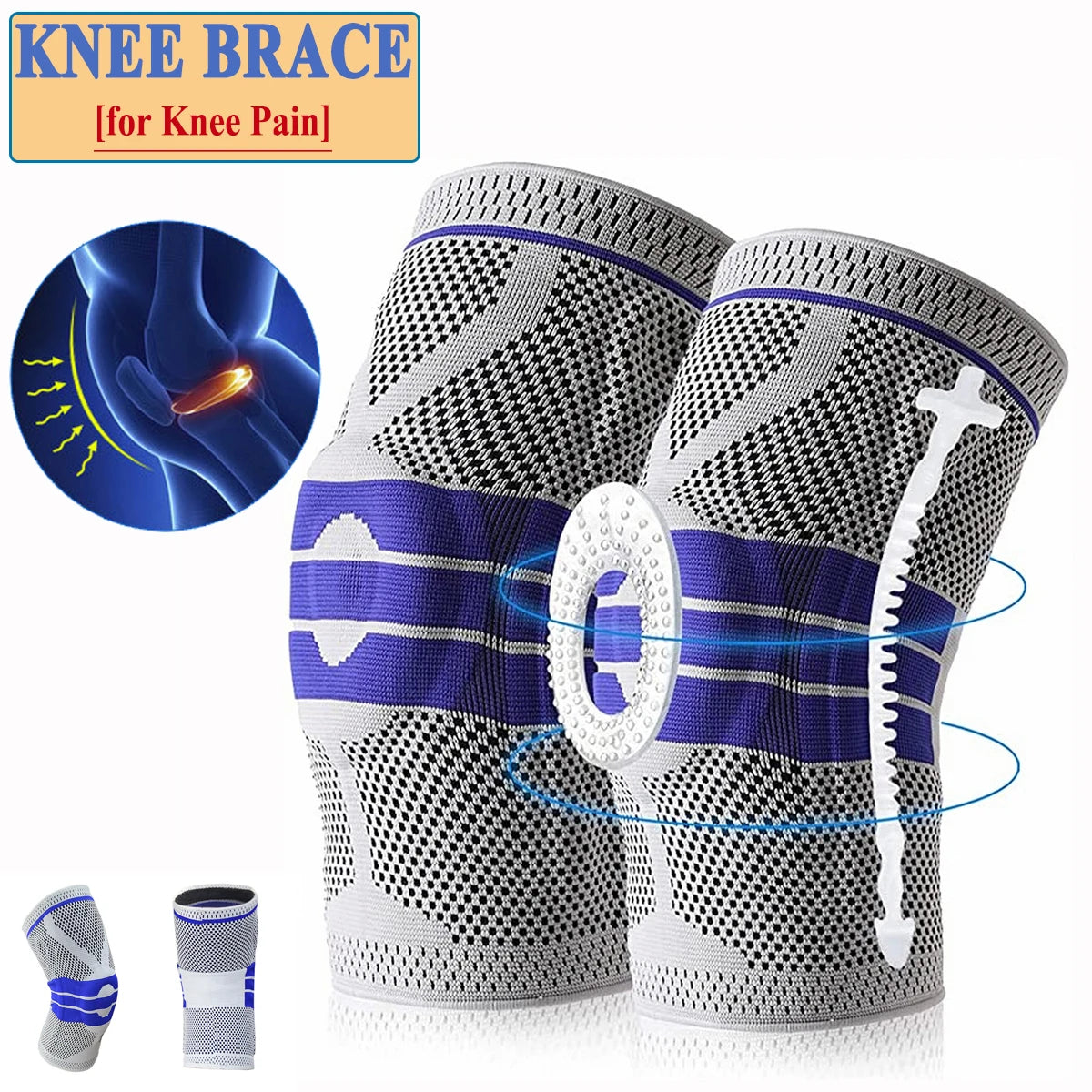 Medical Knee Brace Compression Knee Support Sleeve Sports Knee Pad for Running, Workout, Arthritis Pain Relief, Joint Recovery