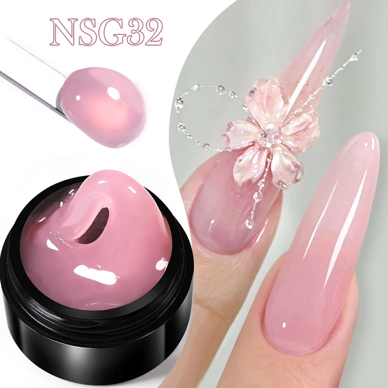 BORN PRETTY 15ml Clear Non-Stick Extension Gel Nail Polish for 3D Nail Art Shaping – Solid Milky Jelly Hard Gel for Artificial Nails