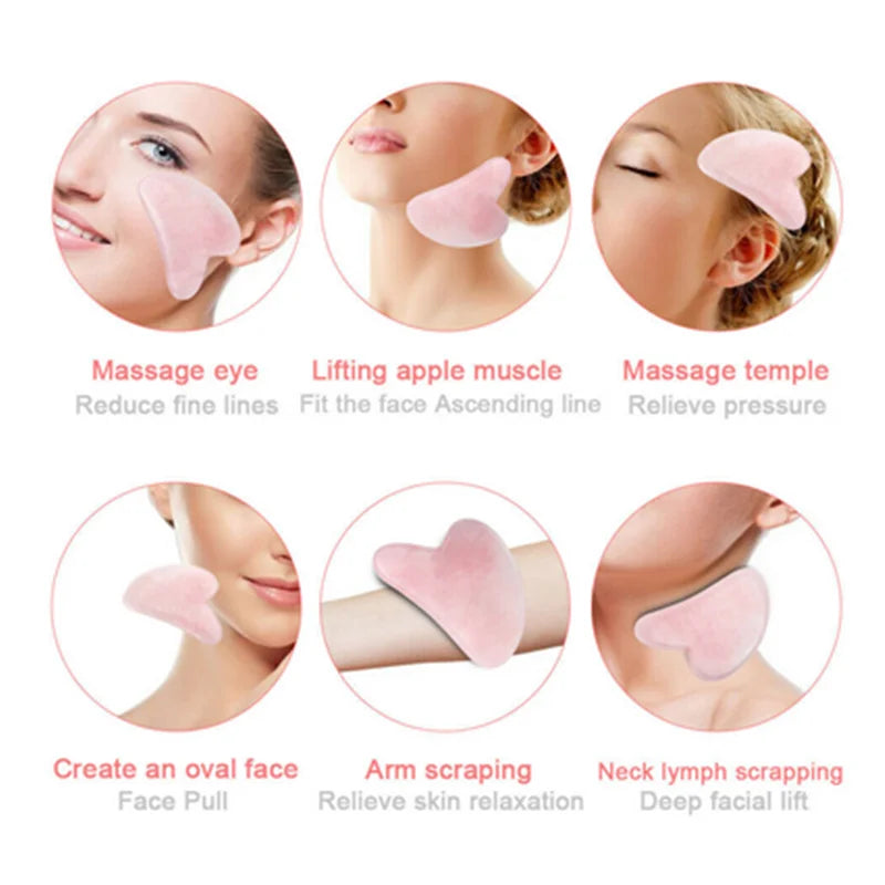 Gua Sha Massage Board for Face Rose Pink Guasha Plate Jade Face Massager Scrapers Tools for Face Neck Back Body