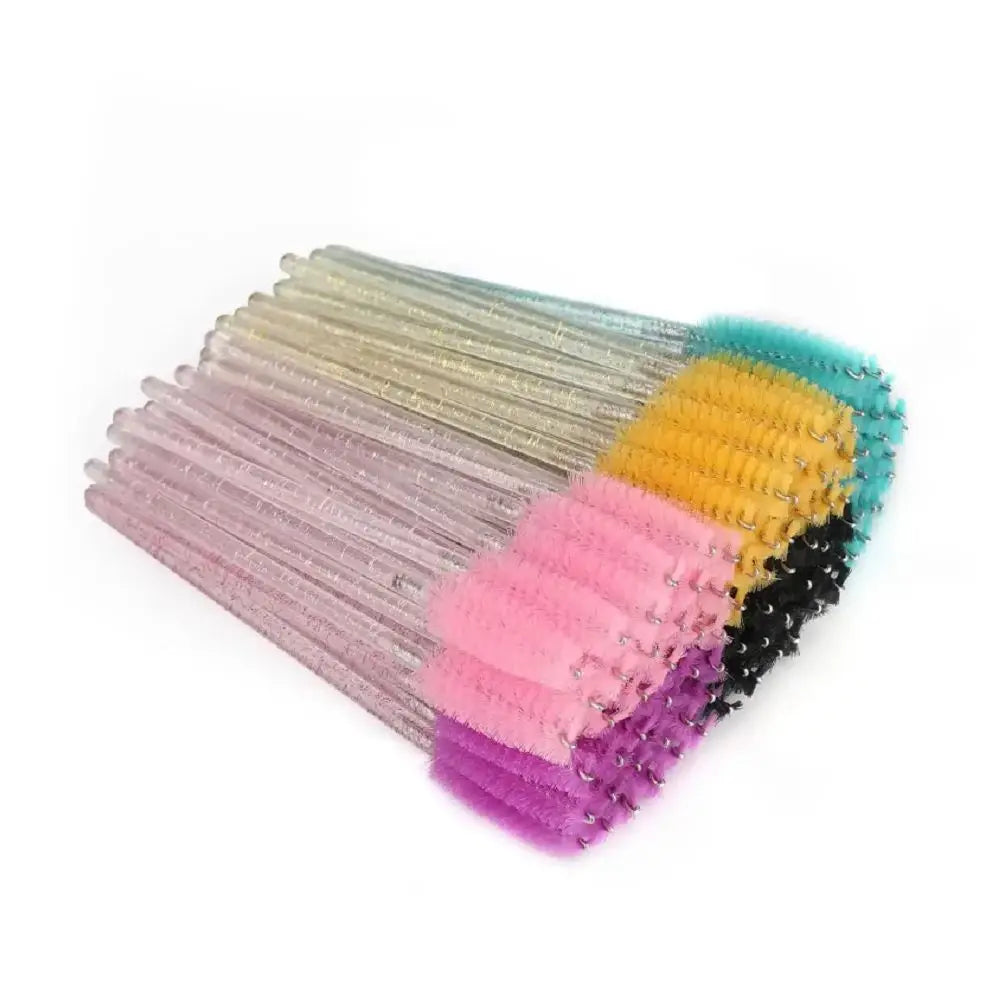 50Pcs Makeup Brushes Disposable Crystal Eyebrow Brush Diamond Handle Mascara Wand Applicator Eye Lashes Eyelash Extension Tools