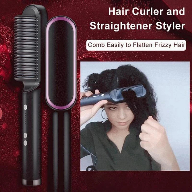 Multifunctional Electric Hot Comb Hair Straightener with Negative Ion Technology – Anti-Scalding Styling Brush