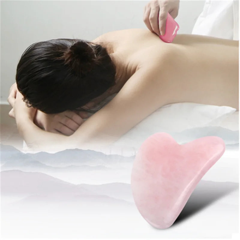 Gua Sha Massage Board for Face Rose Pink Guasha Plate Jade Face Massager Scrapers Tools for Face Neck Back Body