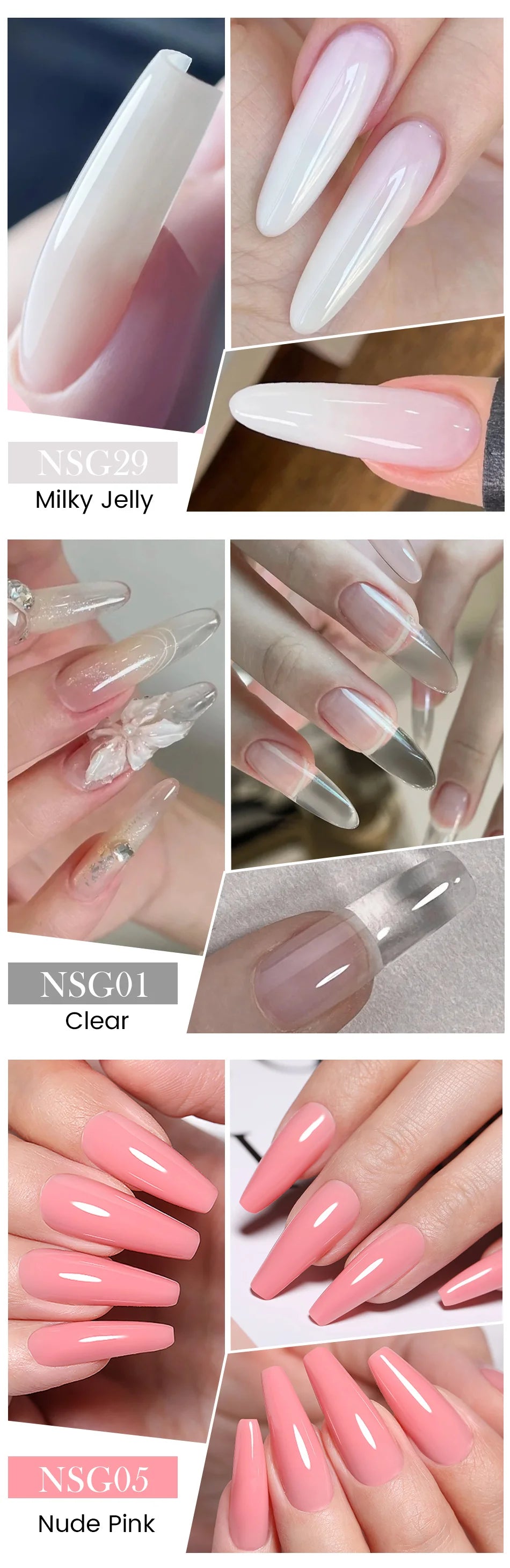 BORN PRETTY 15ml Clear Non-Stick Extension Gel Nail Polish for 3D Nail Art Shaping – Solid Milky Jelly Hard Gel for Artificial Nails