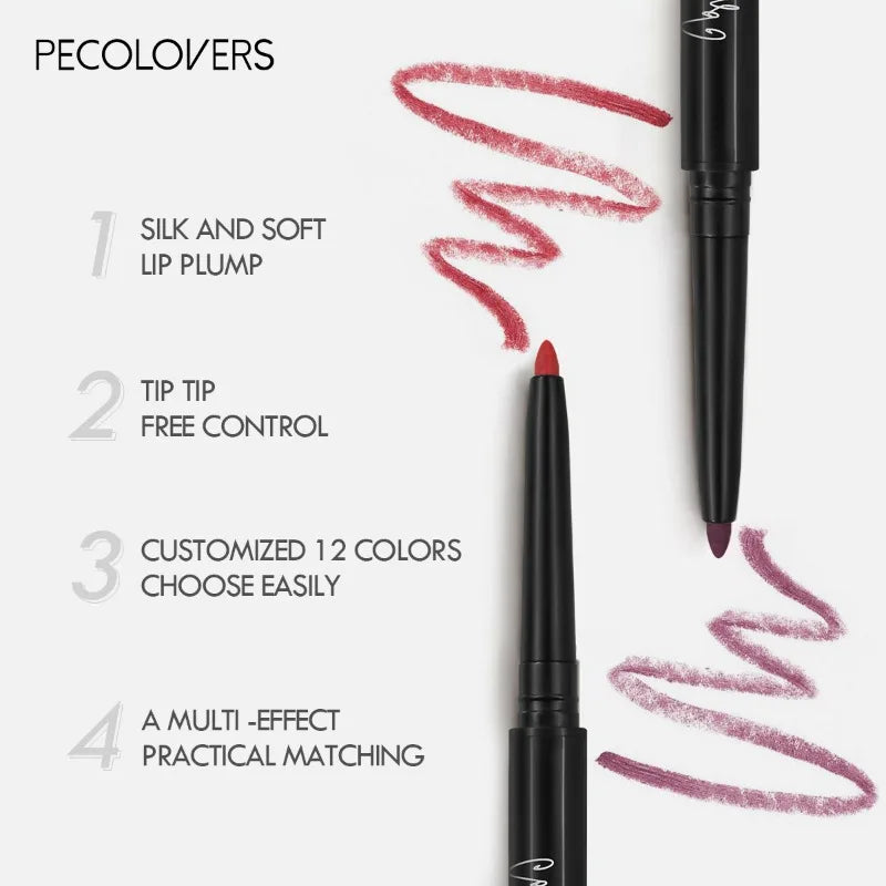 Waterproof Matte Lipliner Pencil Red Contour Tint Lipstick Long Lasting Non-stick Cup Moisturising Lips Makeup 12 Colors