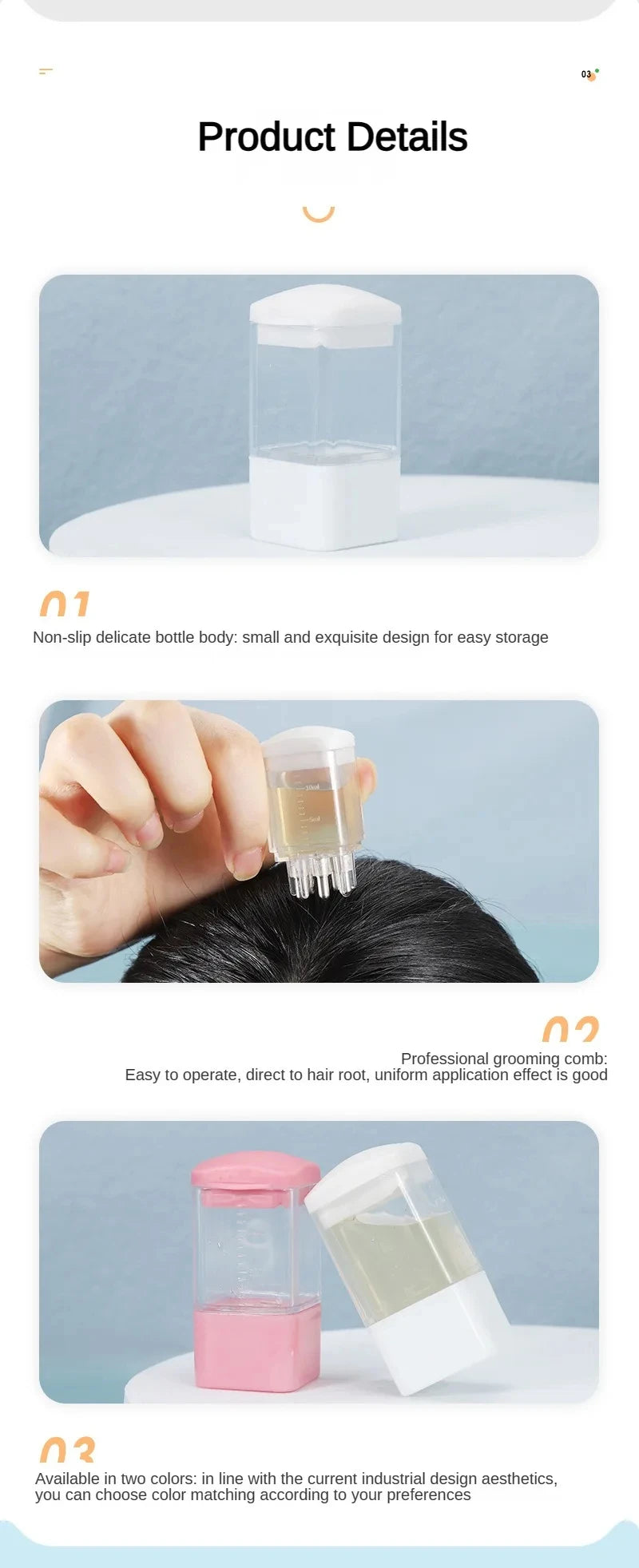 6ml Scalp Applicator - Mini Head Massager, Roll-On Brush for Hair Growth Oil, Massage Comb