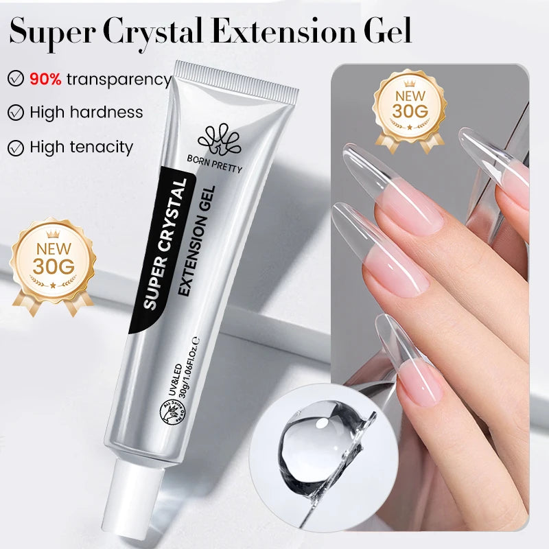 BORN PRETTY 15ml Clear Non-Stick Extension Gel Nail Polish for 3D Nail Art Shaping – Solid Milky Jelly Hard Gel for Artificial Nails