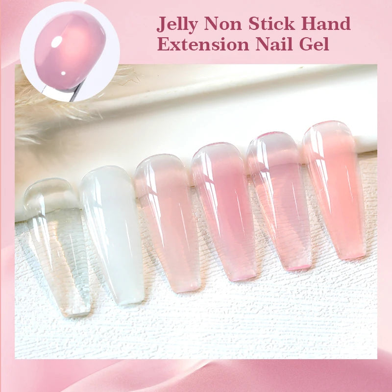 BORN PRETTY 15ml Clear Non-Stick Extension Gel Nail Polish for 3D Nail Art Shaping – Solid Milky Jelly Hard Gel for Artificial Nails