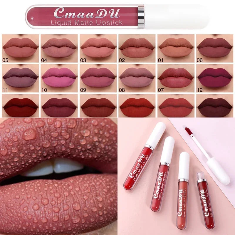 Sexy Long Lasting Velvet Matte Lip Gloss Liquid Lipstick Lip Makeup Women Beauty Red Nonstick Cup Waterproof Lip Gloss