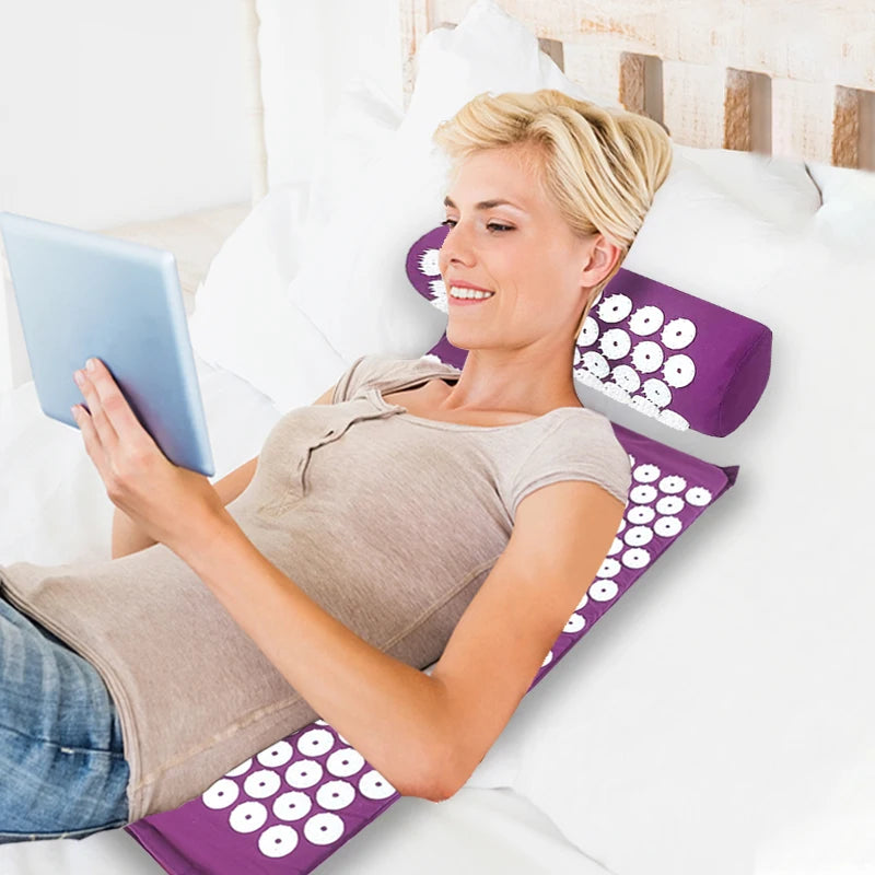 Yoga Massage Pads with Large Touchpoints for Better Neck Back and Foot Massage Household Massage Pillows in Purple Color