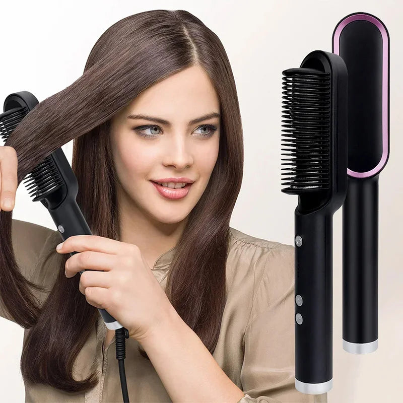 Multifunctional Electric Hot Comb Hair Straightener with Negative Ion Technology – Anti-Scalding Styling Brush