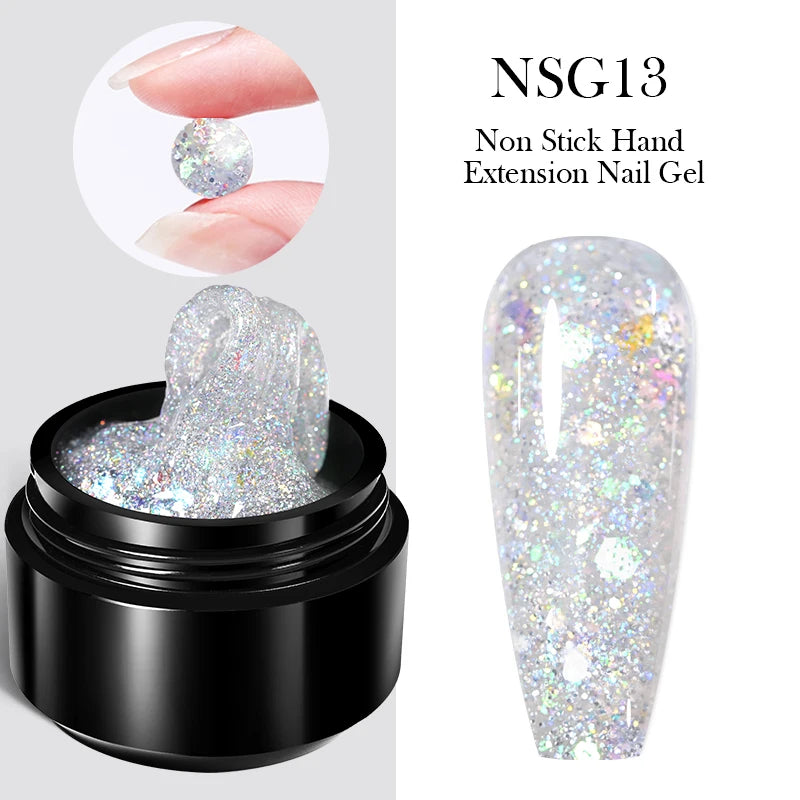 BORN PRETTY 15ml Clear Non-Stick Extension Gel Nail Polish for 3D Nail Art Shaping – Solid Milky Jelly Hard Gel for Artificial Nails