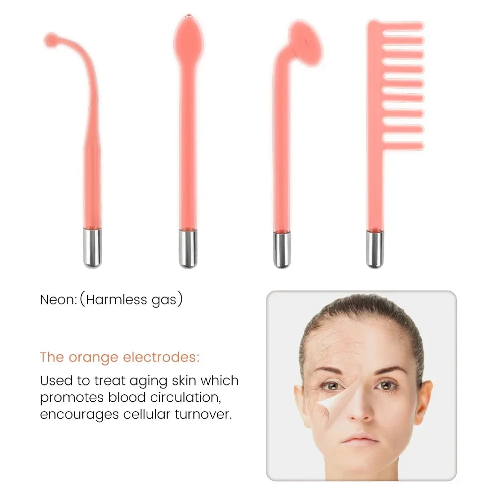 Portable Handheld High Frequency Skin Therapy Wand Machine for Acne Massage Skin Rejuvenation Tightening Wrinkle Reducing Tool ﻿