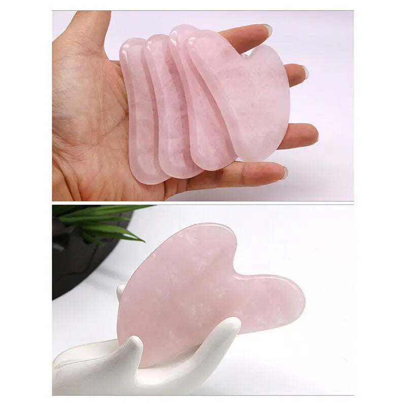 Gua Sha Massage Board for Face Rose Pink Guasha Plate Jade Face Massager Scrapers Tools for Face Neck Back Body