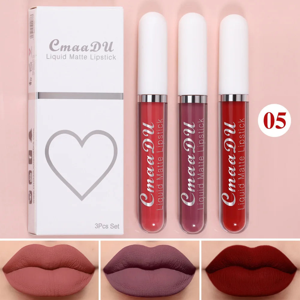 Sexy Long Lasting Velvet Matte Lip Gloss Liquid Lipstick Lip Makeup Women Beauty Red Nonstick Cup Waterproof Lip Gloss