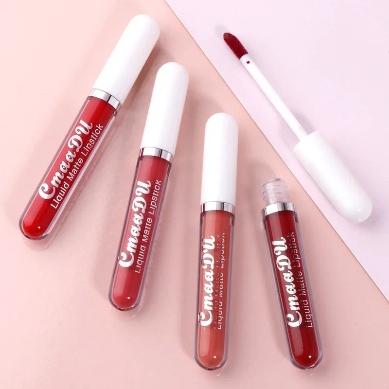 Sexy Long Lasting Velvet Matte Lip Gloss Liquid Lipstick Lip Makeup Women Beauty Red Nonstick Cup Waterproof Lip Gloss