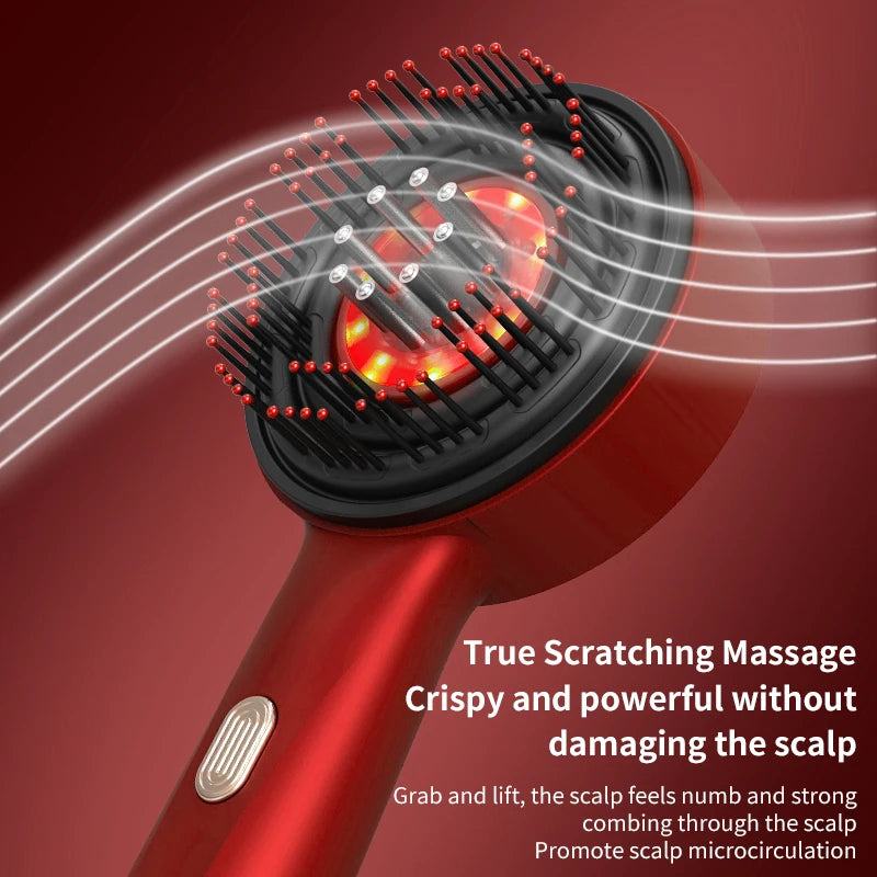 Electric Vibration Massage Comb with Red Light Therapy, Scalp Oil Applicator, Hair Follicle Stimulator, Head Massager for Hair Growth & Anti-Hair Loss