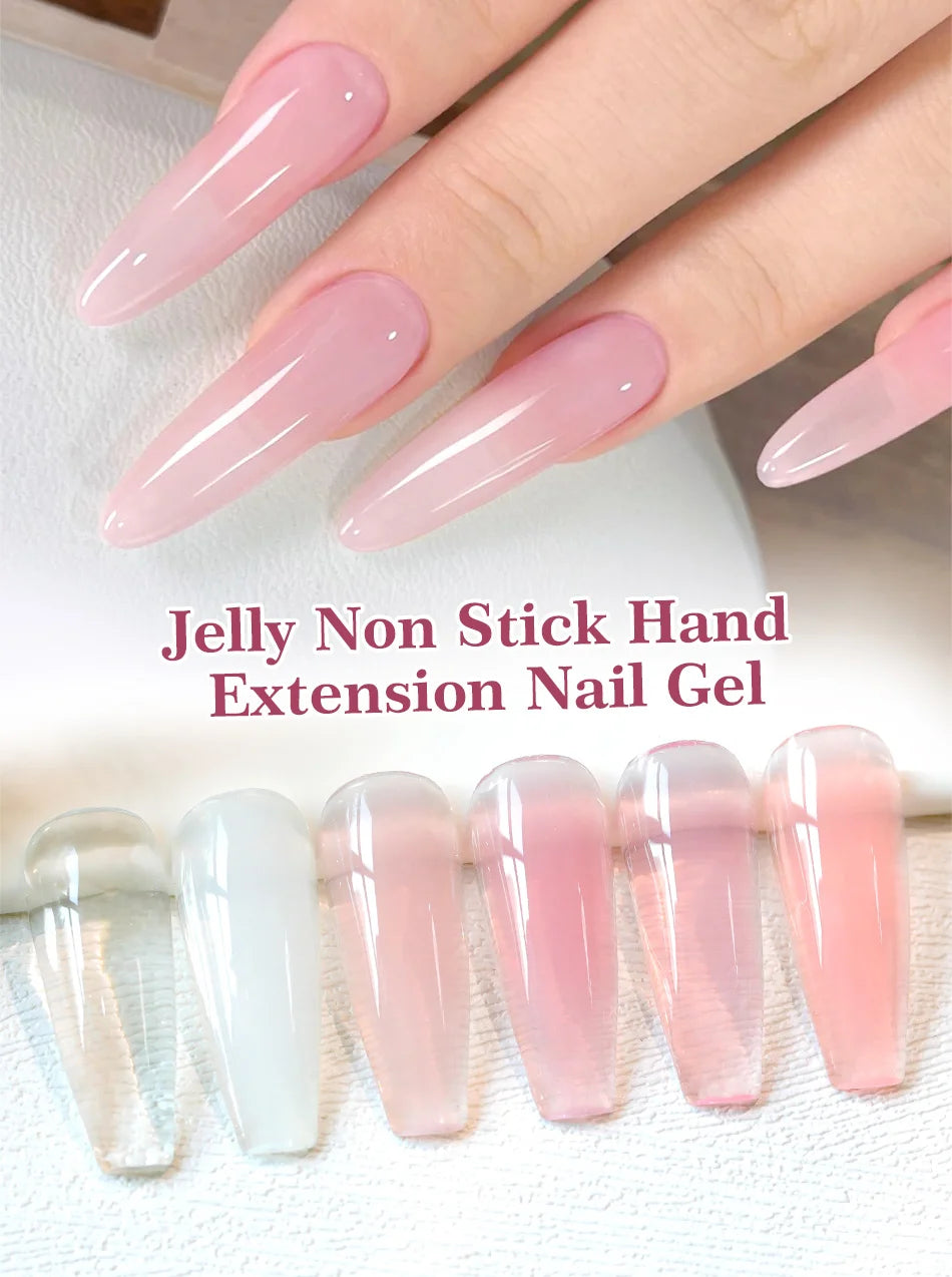 BORN PRETTY 15ml Clear Non-Stick Extension Gel Nail Polish for 3D Nail Art Shaping – Solid Milky Jelly Hard Gel for Artificial Nails