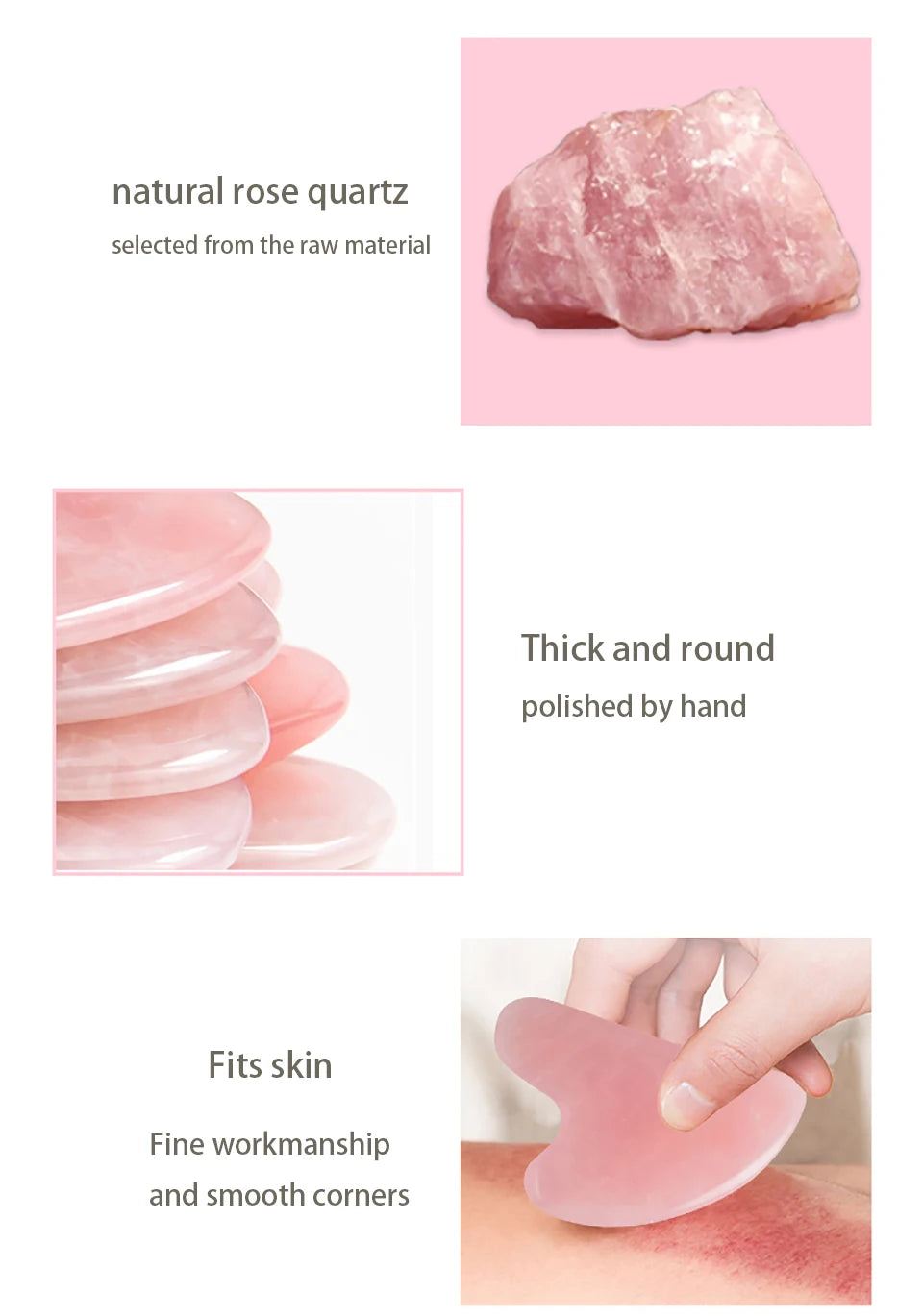 Gua Sha Massage Board for Face Rose Pink Guasha Plate Jade Face Massager Scrapers Tools for Face Neck Back Body