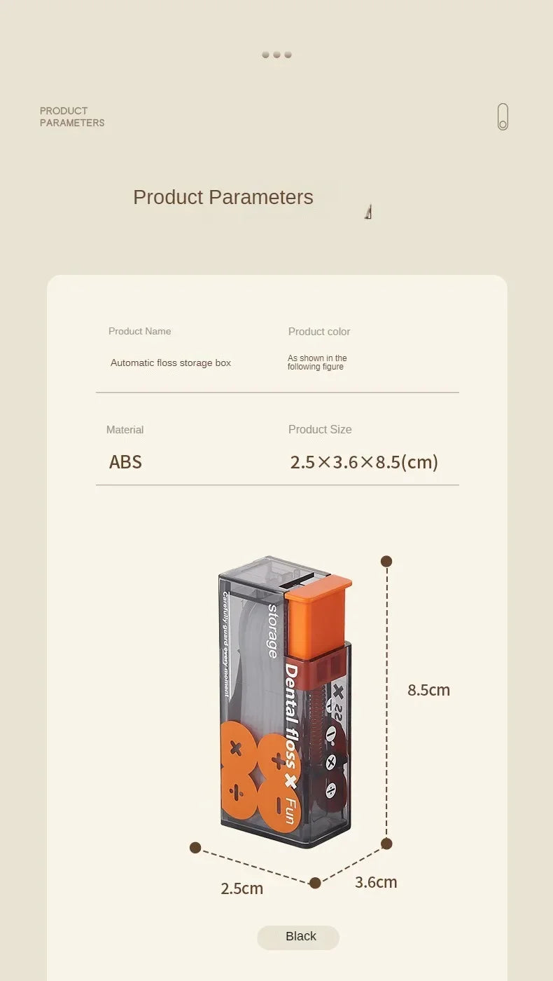 Portable Floss Dispenser with 10 Disposable Floss Sticks – Automatic Ejectable Oral Care Organizer for Convenient Flossing