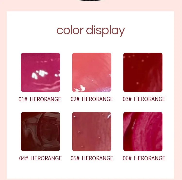 Lightly Glass Water Gloss Herorange Lip Glaze Mirror Moisturizing Plump Lips Not Easy To Stick To The Cup Long-Lasting Makeup